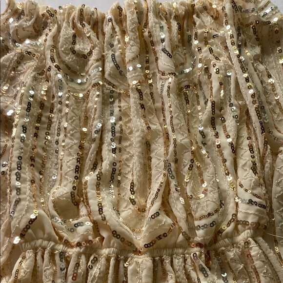 Sequin Embellished Cream Romper. Color Ivory - Picture 6 of 9